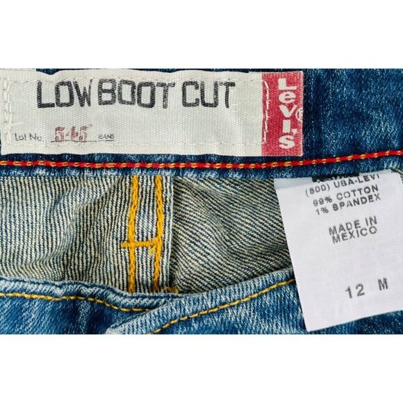 Levis Low Boot Cut Jeans 12M Blue Denim Cotton/Spandex Made In Mexico - Picture 2 of 6
